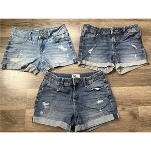 SO youth girl Distressed Denim Shorts - Light and Dark Blue